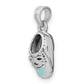 3-D Light Blue Enamel Baby Shoe Charm - WBC