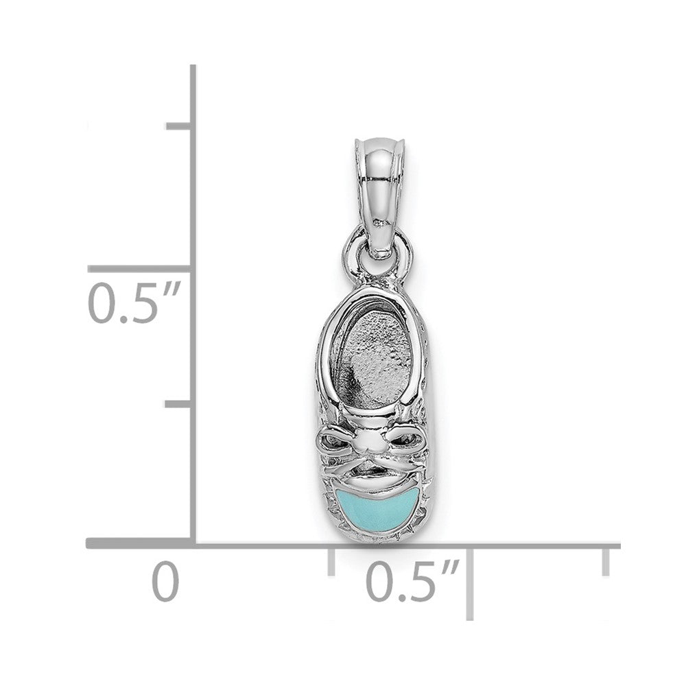 3-D Light Blue Enamel Baby Shoe Charm - WBC