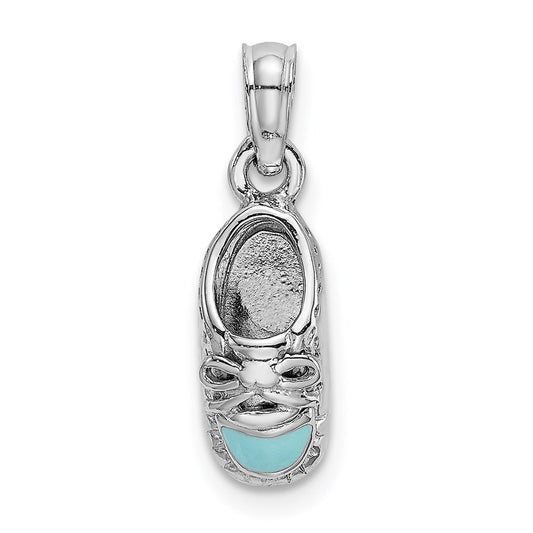 3-D Light Blue Enamel Baby Shoe Charm - WBC