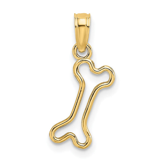 Cut-Out Polished Mini Dog Bone Charm - WBC