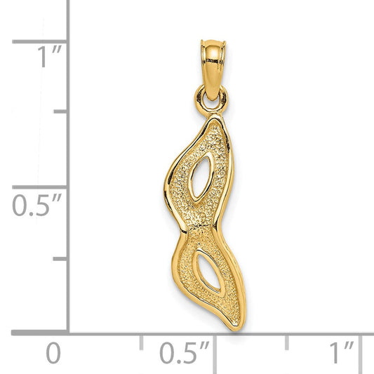 10K Gold Melpomene 3-D Beveled Masquerade Mask Charm, 6.3mm