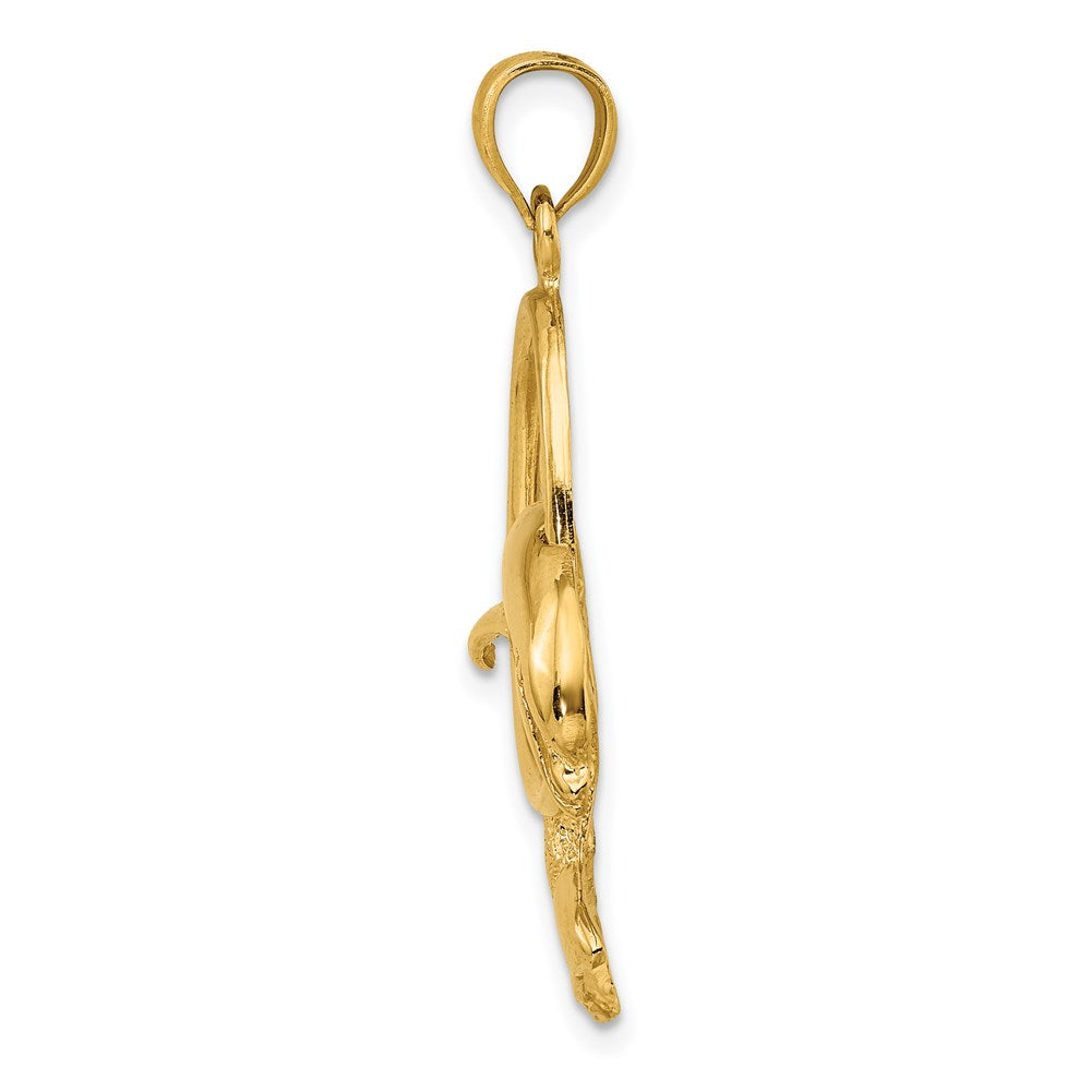 Large Polished Dolphin Jumping Through Hoop Charm - WBC