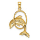 Large Polished Dolphin Jumping Through Hoop Charm - WBC