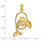 Large Polished Dolphin Jumping Through Hoop Charm - WBC