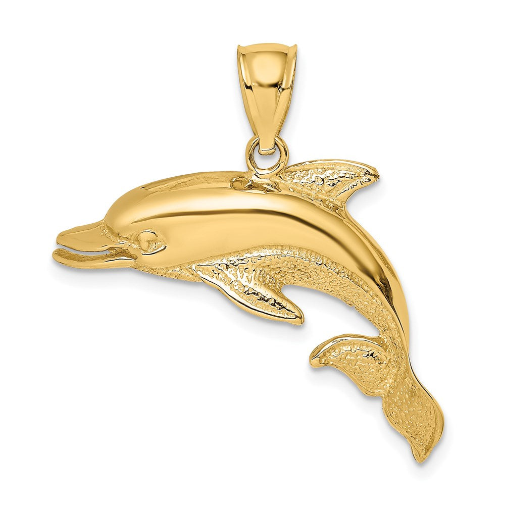 Polished and Textured Open Mouth Dolphin Charm - WBC
