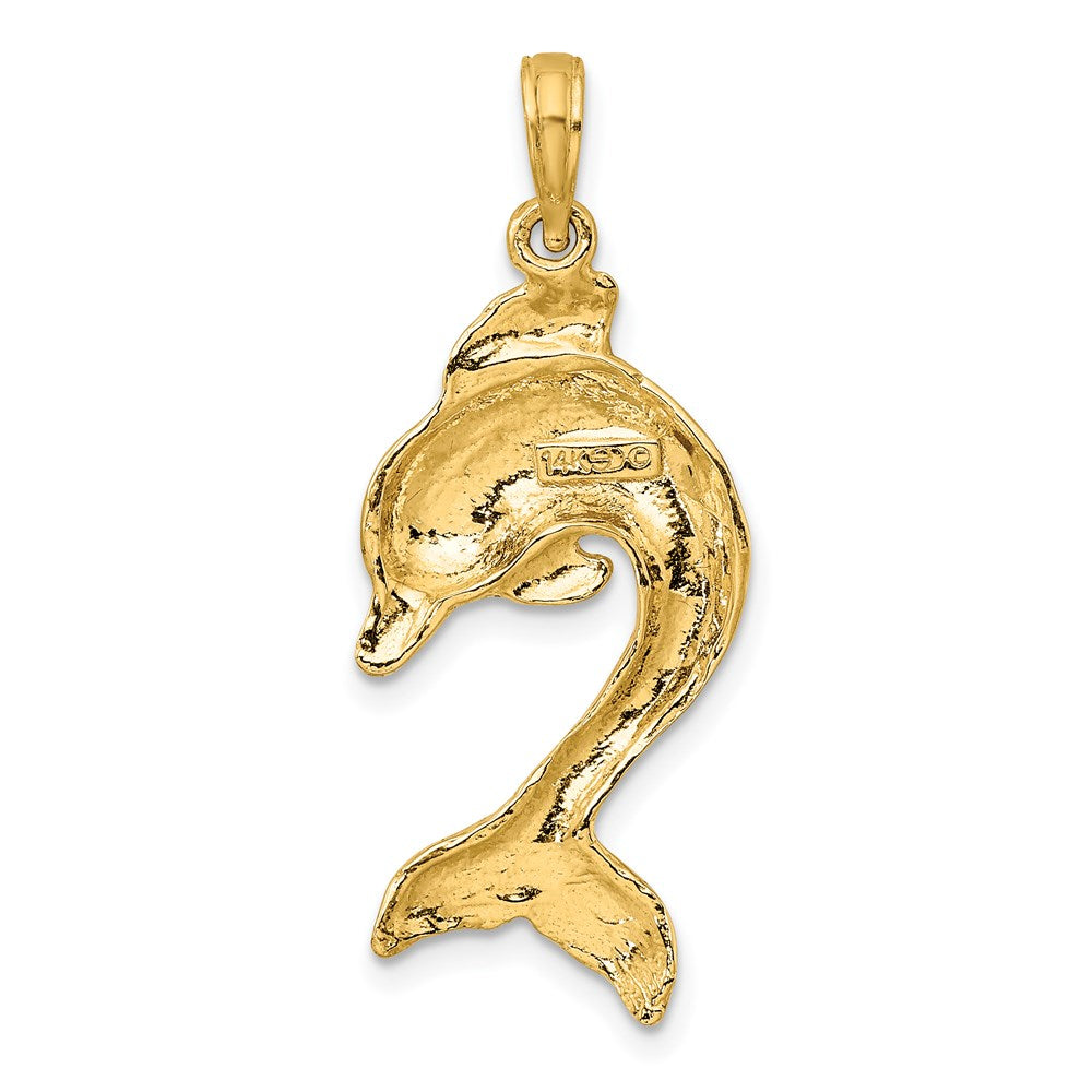 2-D Polished Dolphin Jumping Charm - WBC