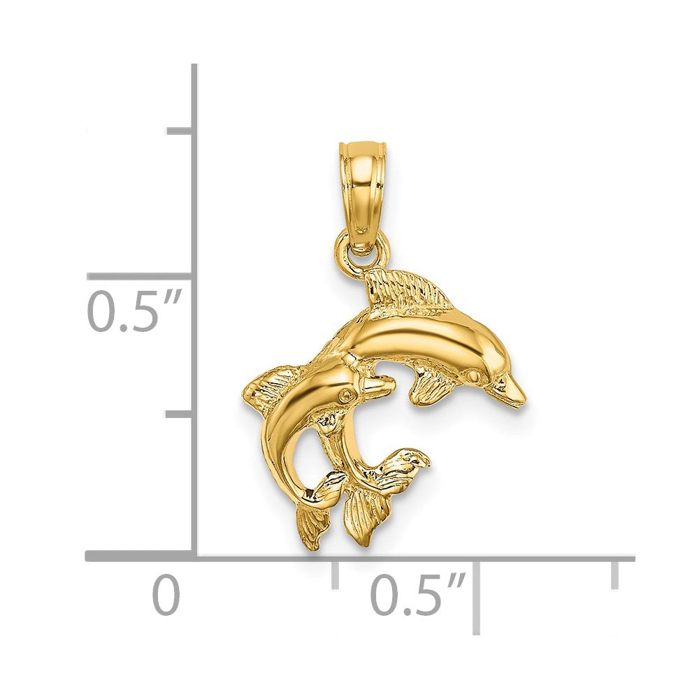 Polished 2-D Mini Double Dolphins Charm - WBC