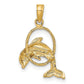 Small Polished Dolphin Jumping Through Hoop Charm - WBC