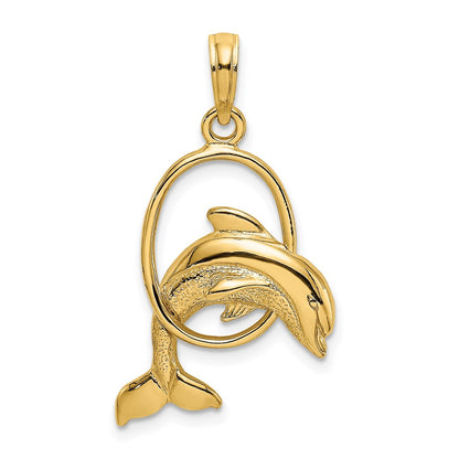 Medium Polished Dolphin Jumping Through Hoop Charm - WBC