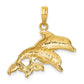 2-D Polished and Textured Double Dolphins Charm - WBC