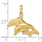 2-D Polished and Textured Double Dolphins Charm - WBC