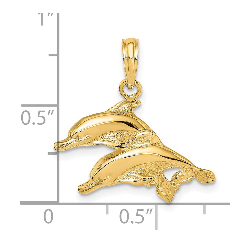 Polished and Textured Two Dolphins Charm - WBC
