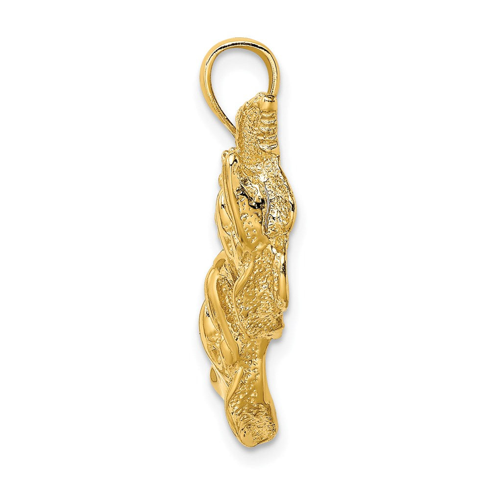 Polished and Textured Dolphins Swimming w/Starfish Pendant - WBC