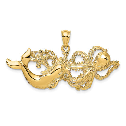 Polished and Textured Dolphin and Octopus Pendant - WBC