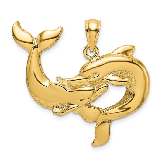 Polished Two Dolphins Together Charm - WBC
