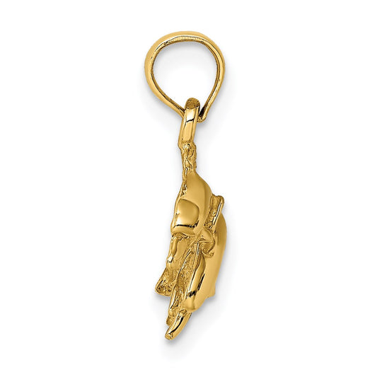 2-D Polished Double Dolphins Jumping Left Charm - WBC