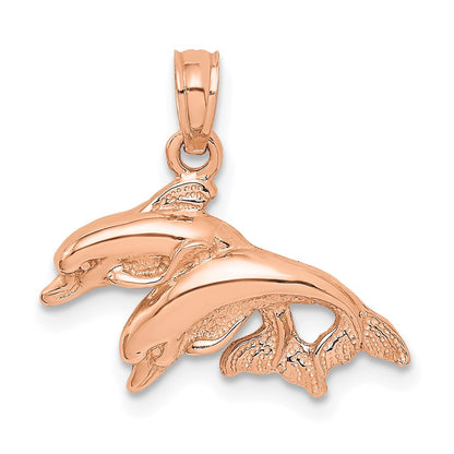 Polished Double Dolphins Jumping Left Charm - WBC