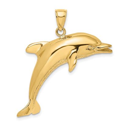 Polished and Textured Jumping Dolphin Charm - WBC