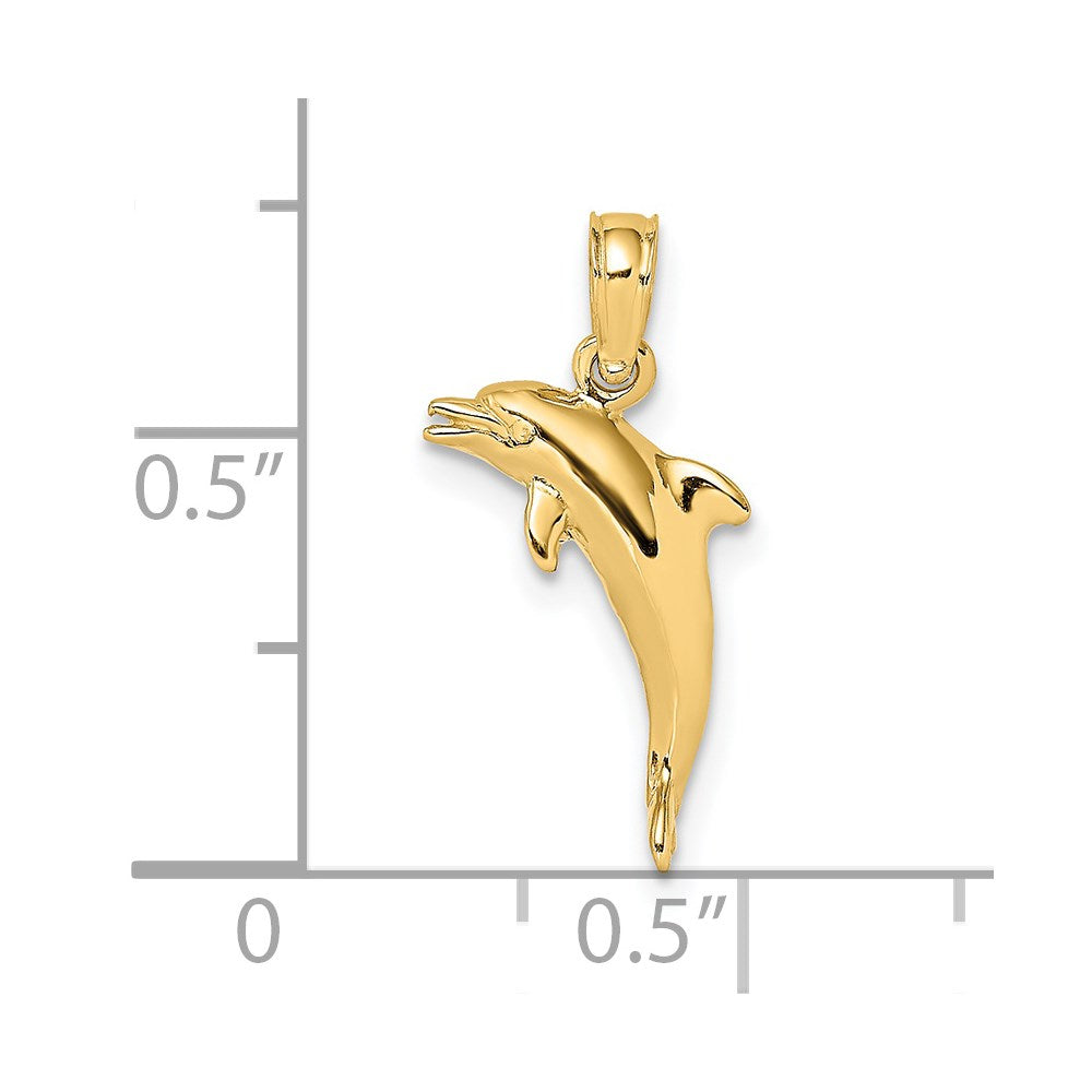3-D Polished Mini Dolphin Jumping Charm - WBC