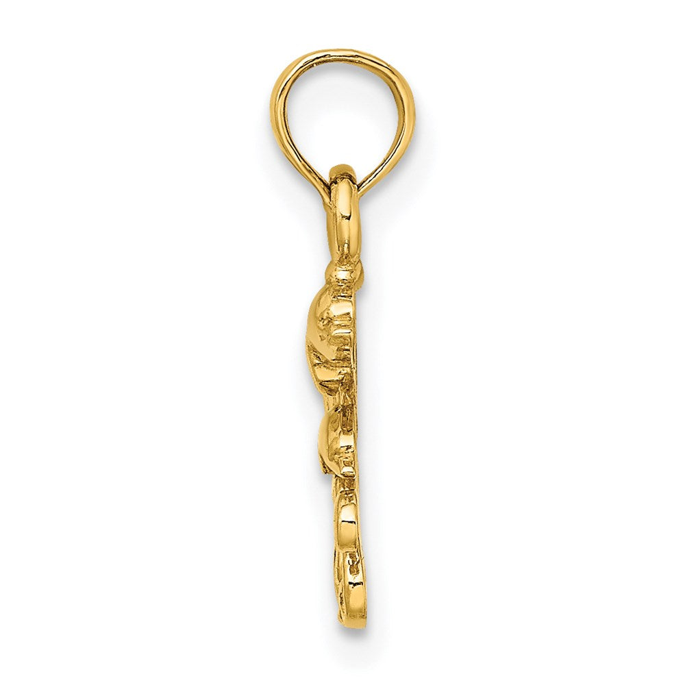 Textured Mini Double Dolphins and Waves Charm - WBC