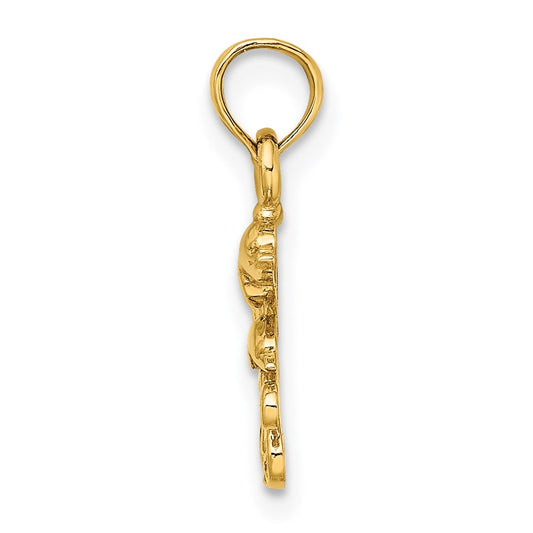 Textured Mini Double Dolphins and Waves Charm - WBC