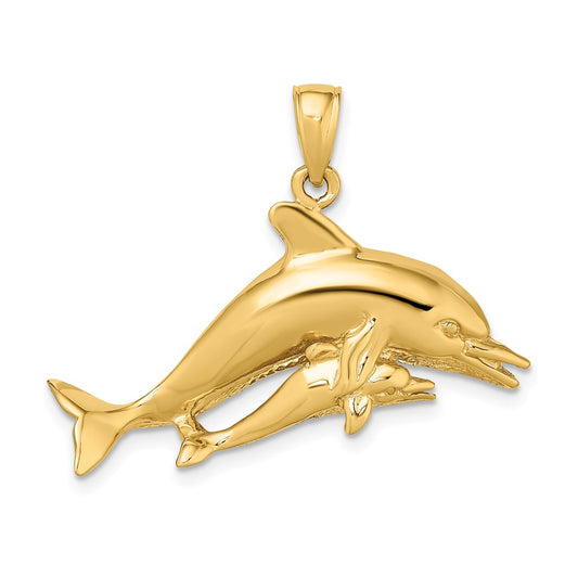 2-D Two Swimming Dolphins Charm - WBC