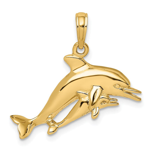 2-D Double Dolphins Swimming Charm - WBC