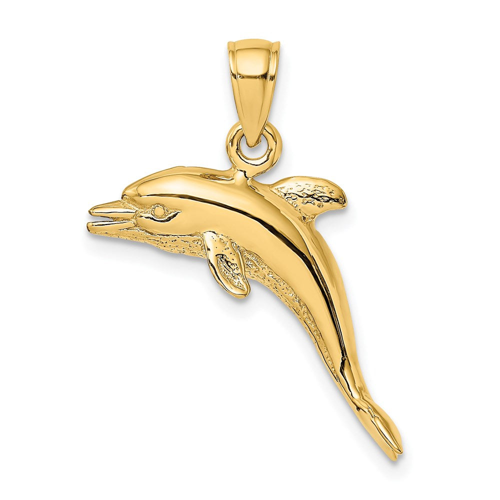 3-D Polished and Textured Jumping Dolphin Charm - WBC