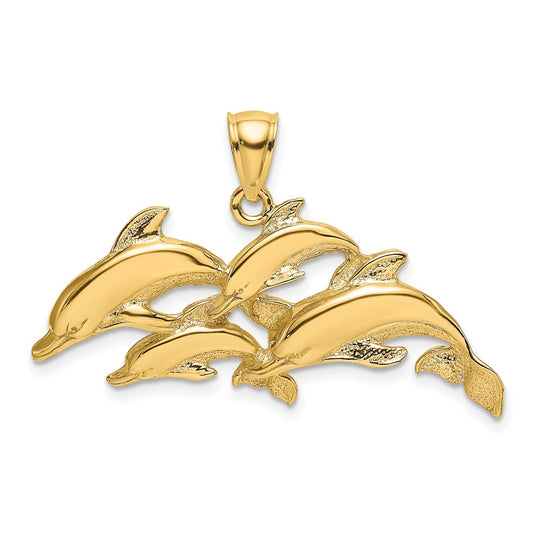 Polished Four Dolphins Swimming Charm - WBC