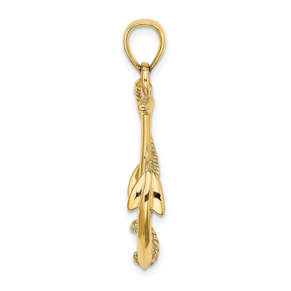 3-D Polished and Textured Anchor with Rope Charm - WBC