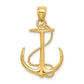 3-D Polished and Textured Anchor with Rope Charm - WBC