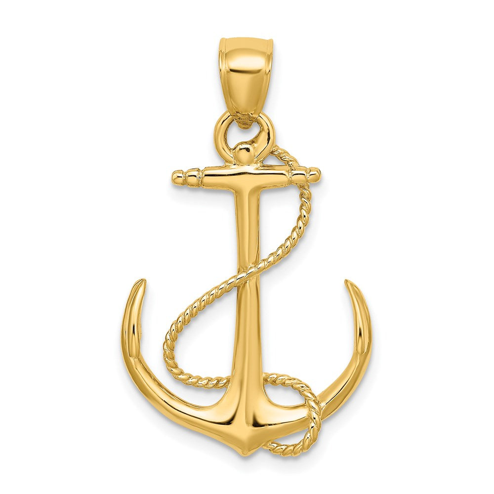 3-D Polished and Textured Anchor with Rope Charm - WBC