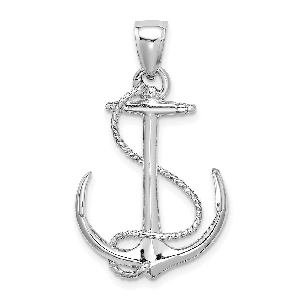 3-D Polished and Textured Anchor with Rope Charm - WBC