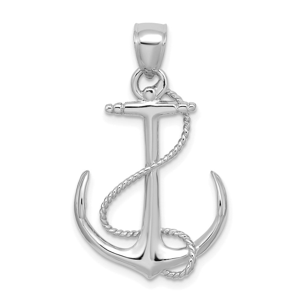 3-D Polished and Textured Anchor with Rope Charm - WBC