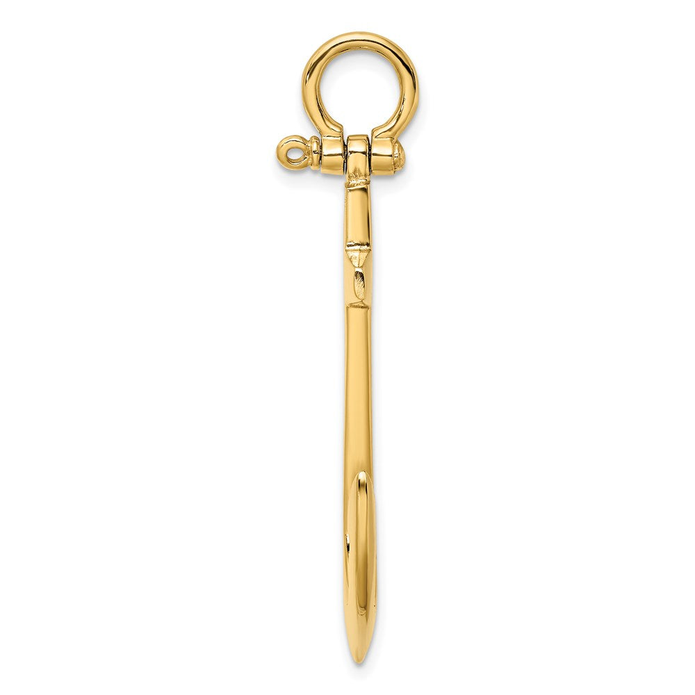3-D Polished Large Anchor with Shackle Bail Charm - WBC
