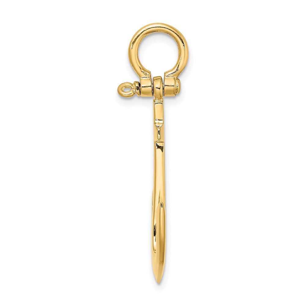 3-D Polished Anchor with Shackle Bail Charm - WBC