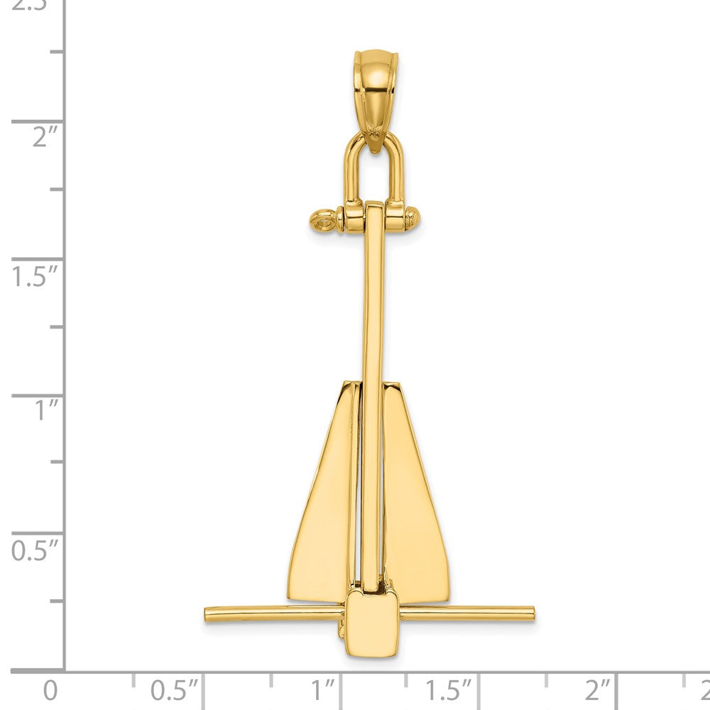 Large 3-D Fluke-Style Anchor with Moveable Fins Pendant - WBC