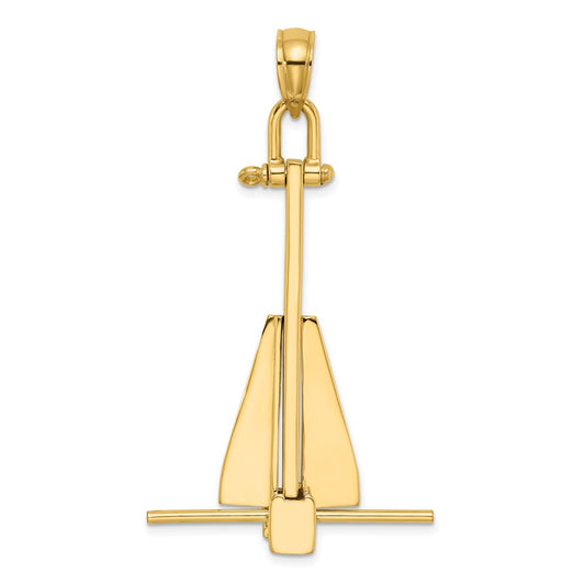 Large 3-D Fluke-Style Anchor with Moveable Fins Pendant - WBC