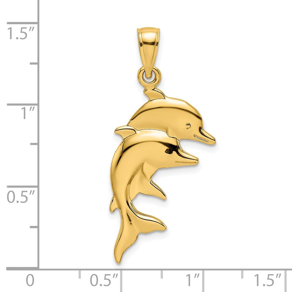 2-D Polished Double Dolphins Charm - WBC
