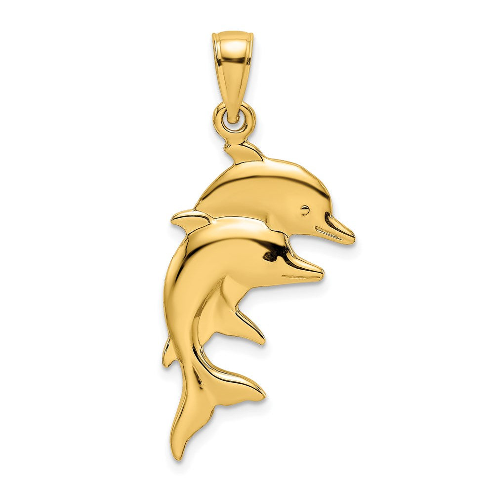 2-D Polished Double Dolphins Charm - WBC