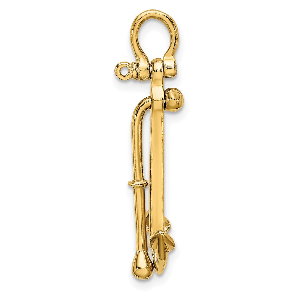 3-D Polished Anchor 2-Piece and Moveable Charm - WBC