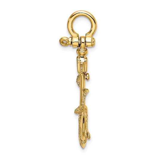 3-D Textured Anchor with Rope and Shackle Bail Charm - WBC