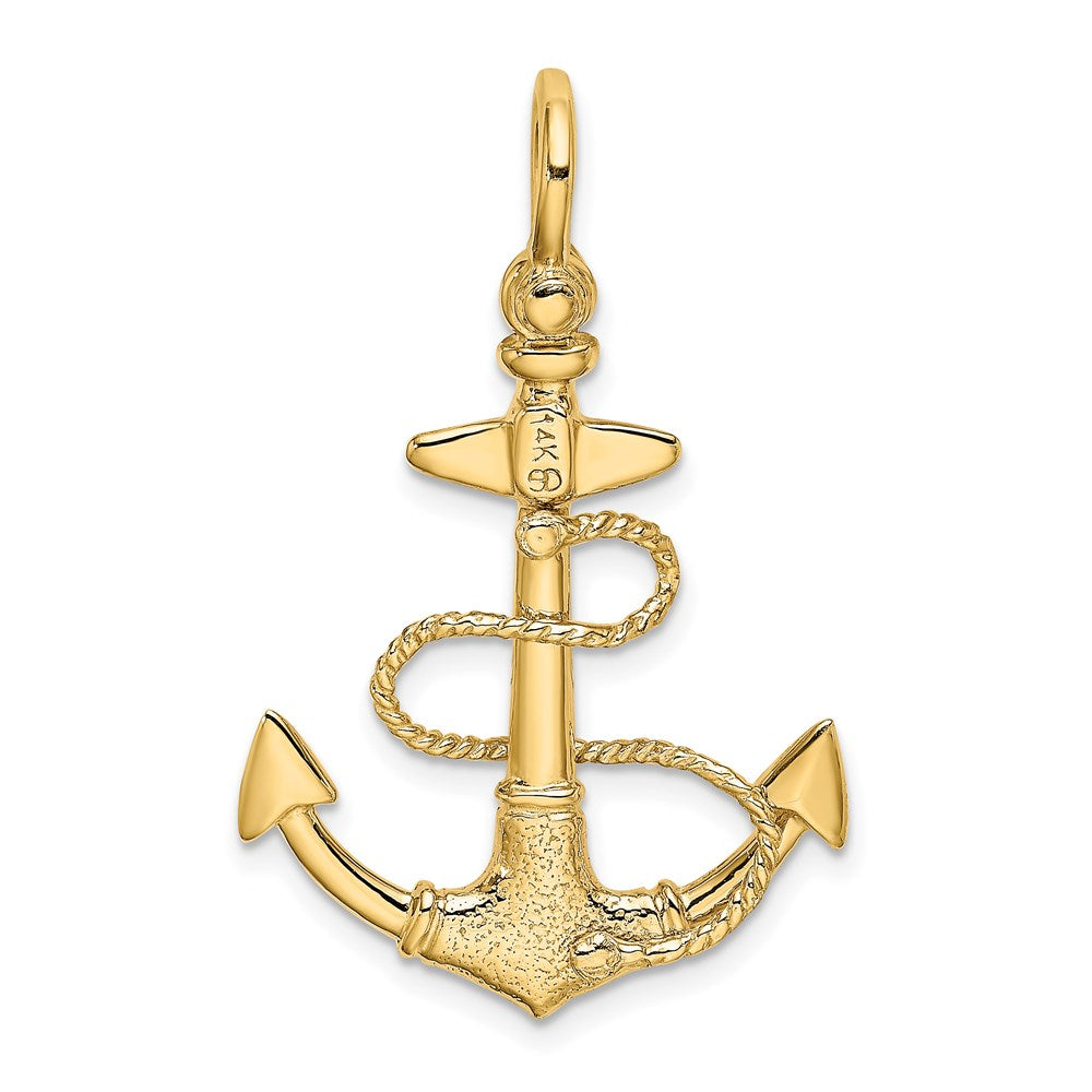 3-D Textured Anchor with Rope and Shackle Bail Charm - WBC