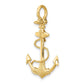 3-D Textured Anchor with Rope and Shackle Bail Charm - WBC