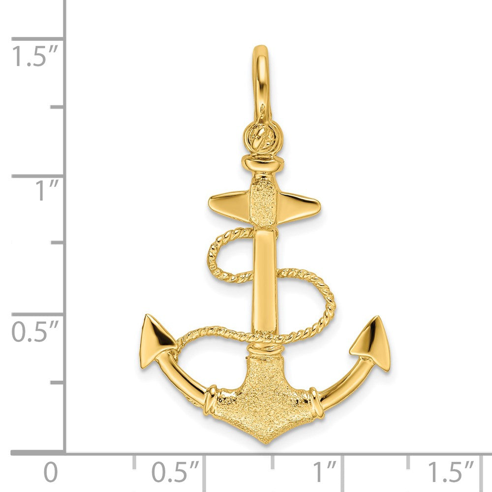 3-D Textured Anchor with Rope and Shackle Bail Charm - WBC