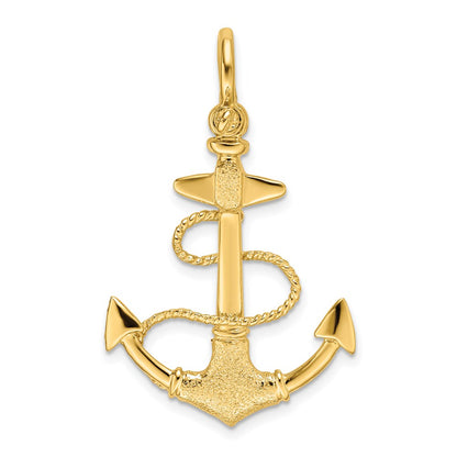 3-D Textured Anchor with Rope and Shackle Bail Charm - WBC