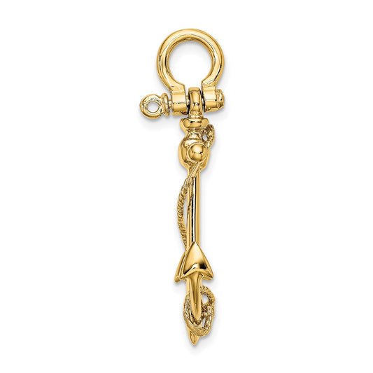 3-D Anchor with Long T-Bar and Shackle Bail Charm - WBC