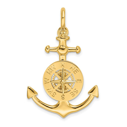3-D Small Anchor with Nautical Compass with Shackle Bail Charm - WBC