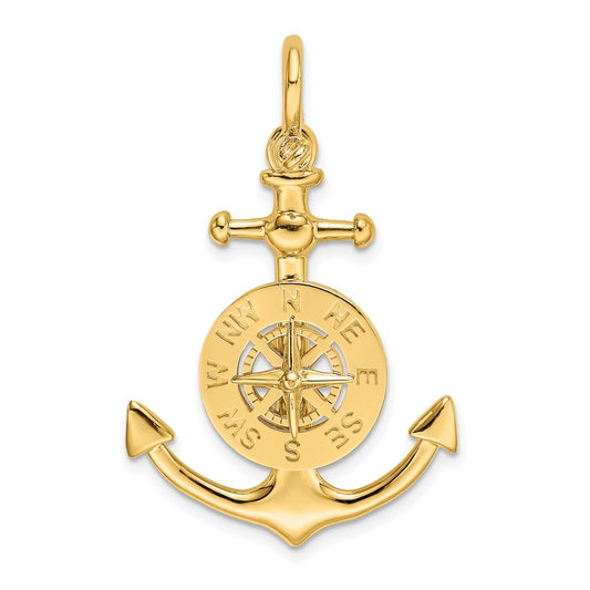 3-D Small Anchor with Nautical Compass with Shackle Bail Charm - WBC