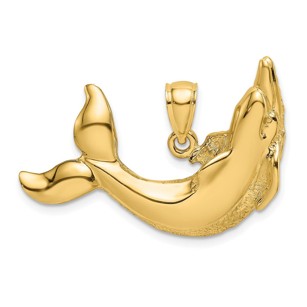 Polished Textured Dolphin Charm - WBC